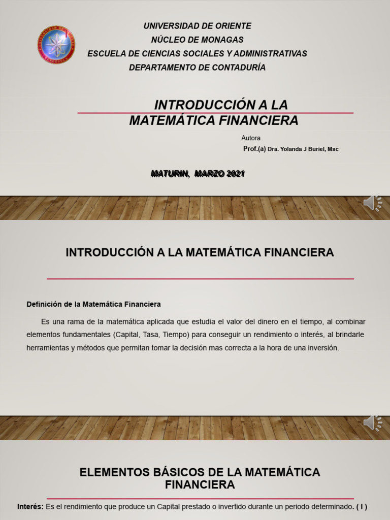 UNIDAD I La Matematica Financiera | PDF