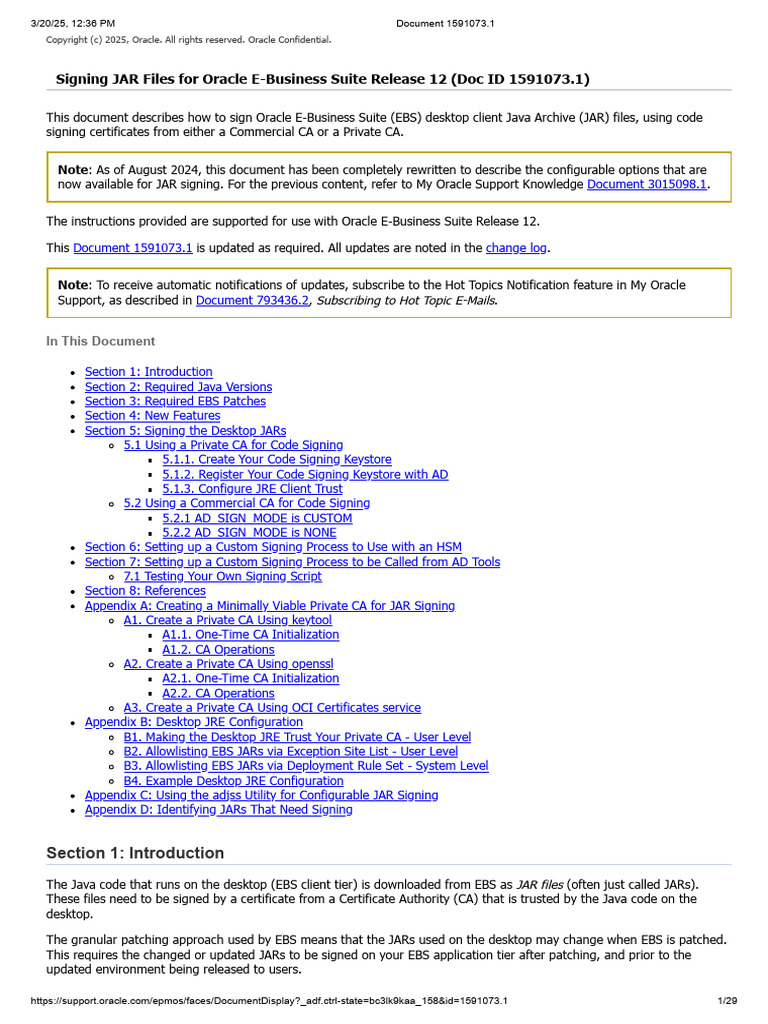 JAR Signing for Oracle EBS Release 12 | PDF | Java (Software Platform ...