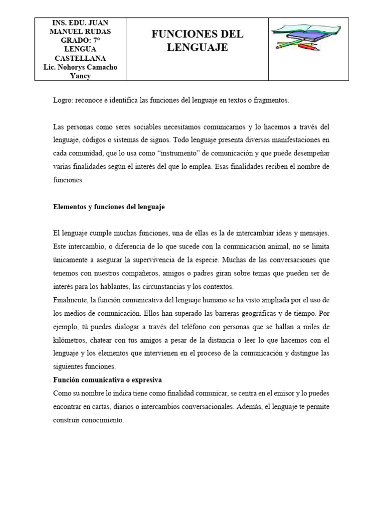 Funciones del Lenguaje en Comunicación | PDF | Comunicación ...