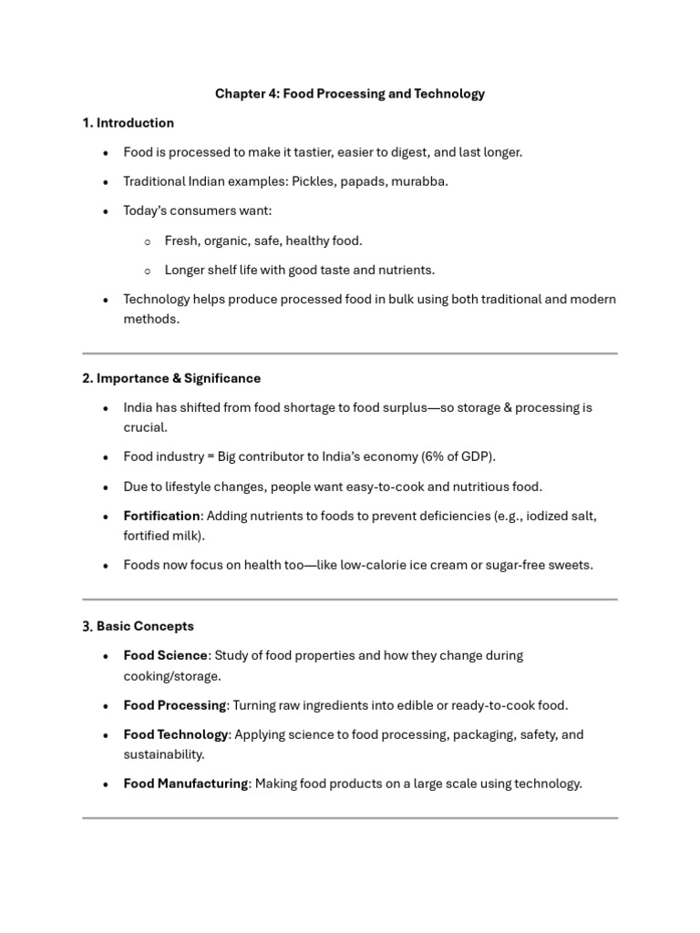 Simplified Chapter 4 Food Processing and | PDF | Food Preservation ...