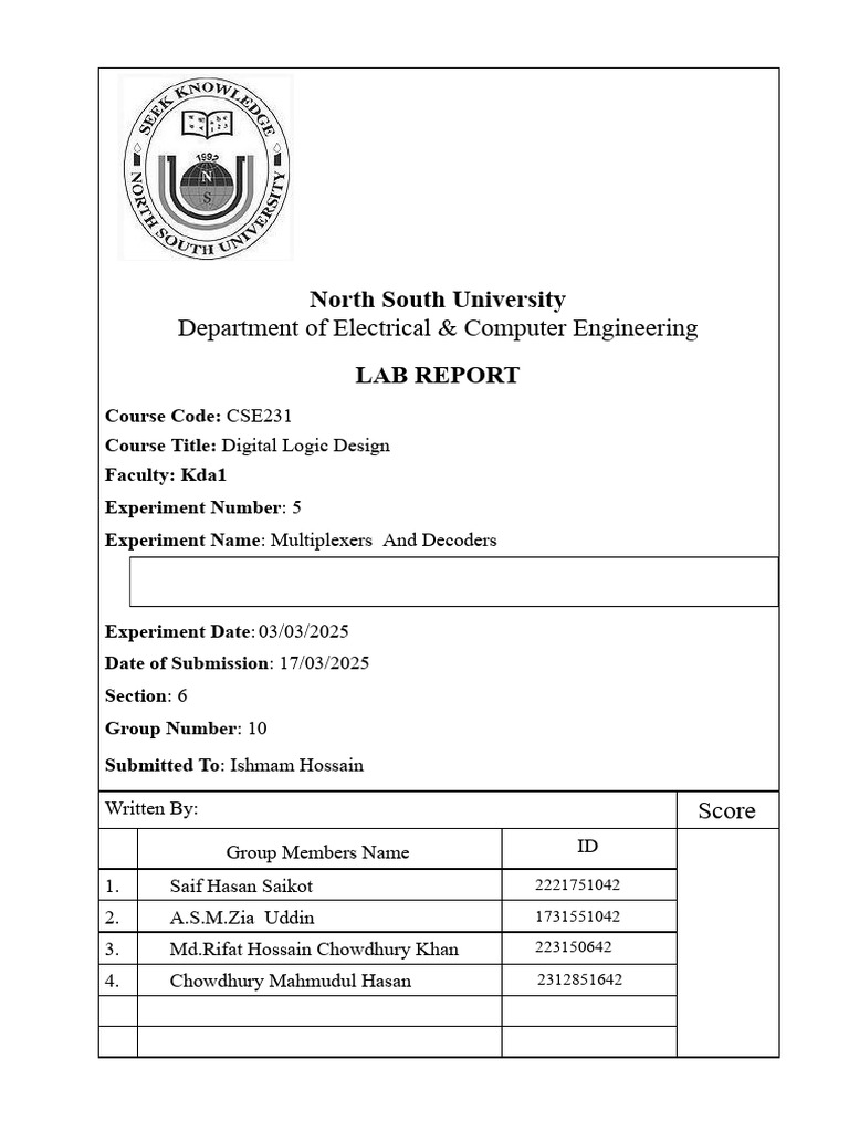 Lab5 - Cover Page | PDF