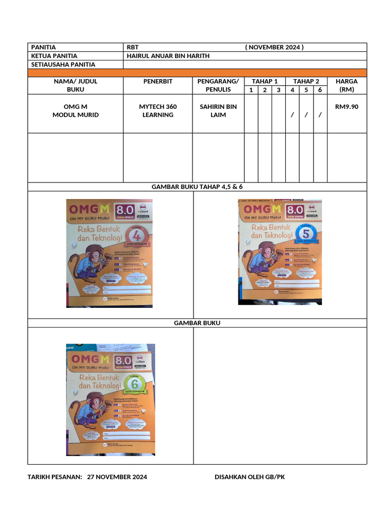 Pesanan Buku Modul Murid RBT 2024 | PDF