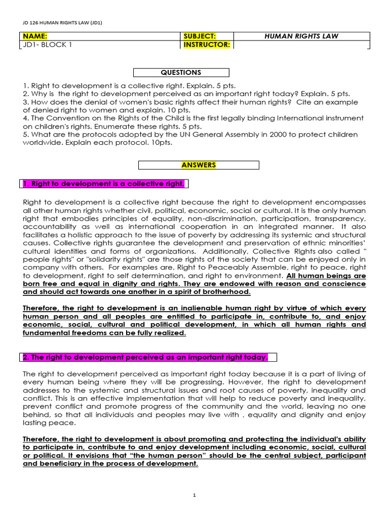 Human Rights Law: Key Concepts Explained | PDF | Woman | Children's Rights