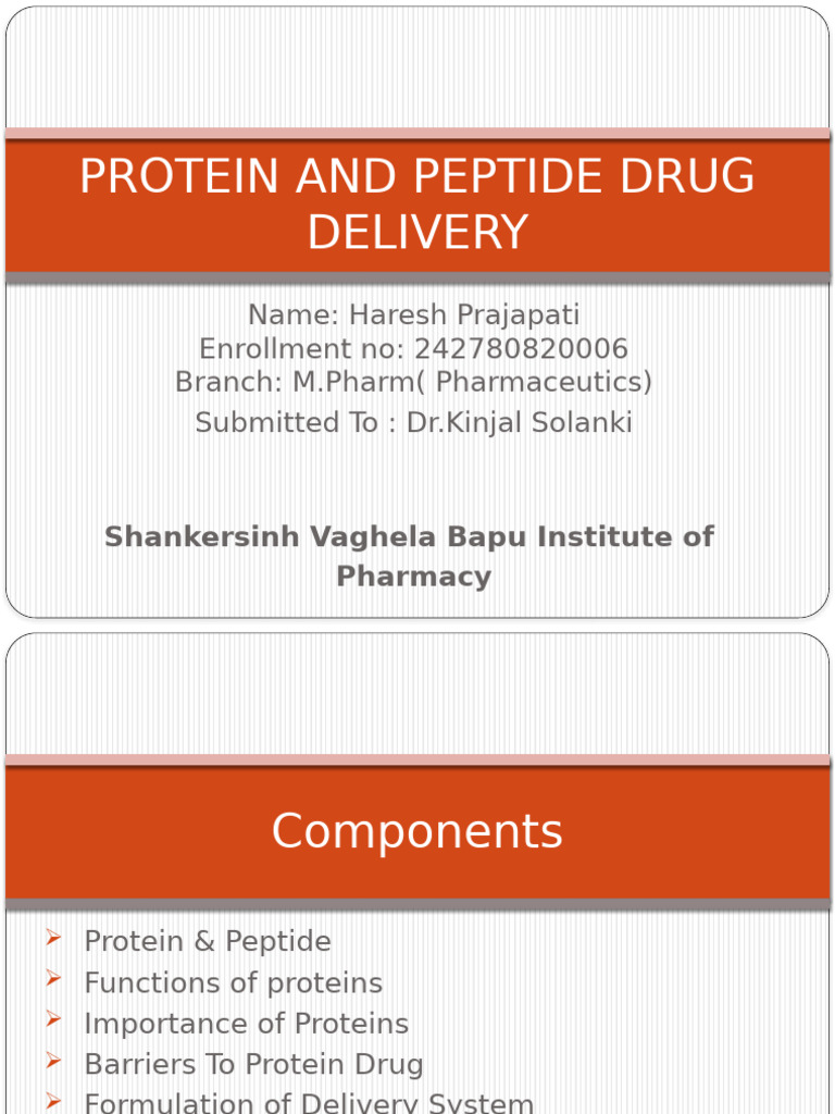 Evaluation of Protein Drug Delivery | PDF | Proteins | Peptide