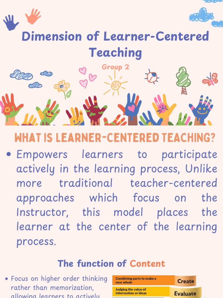 Group 2 Dimension of Learner Centered Learning | PDF | Educational ...