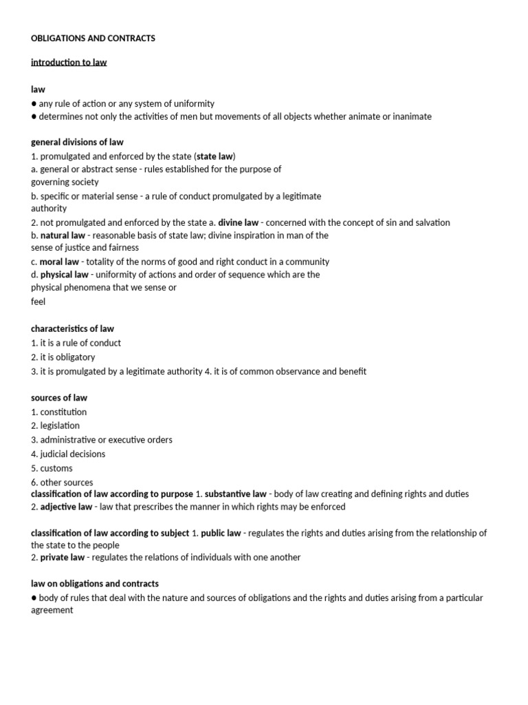 Obligations and Contracts Notes | PDF | Negligence | Law Of Obligations