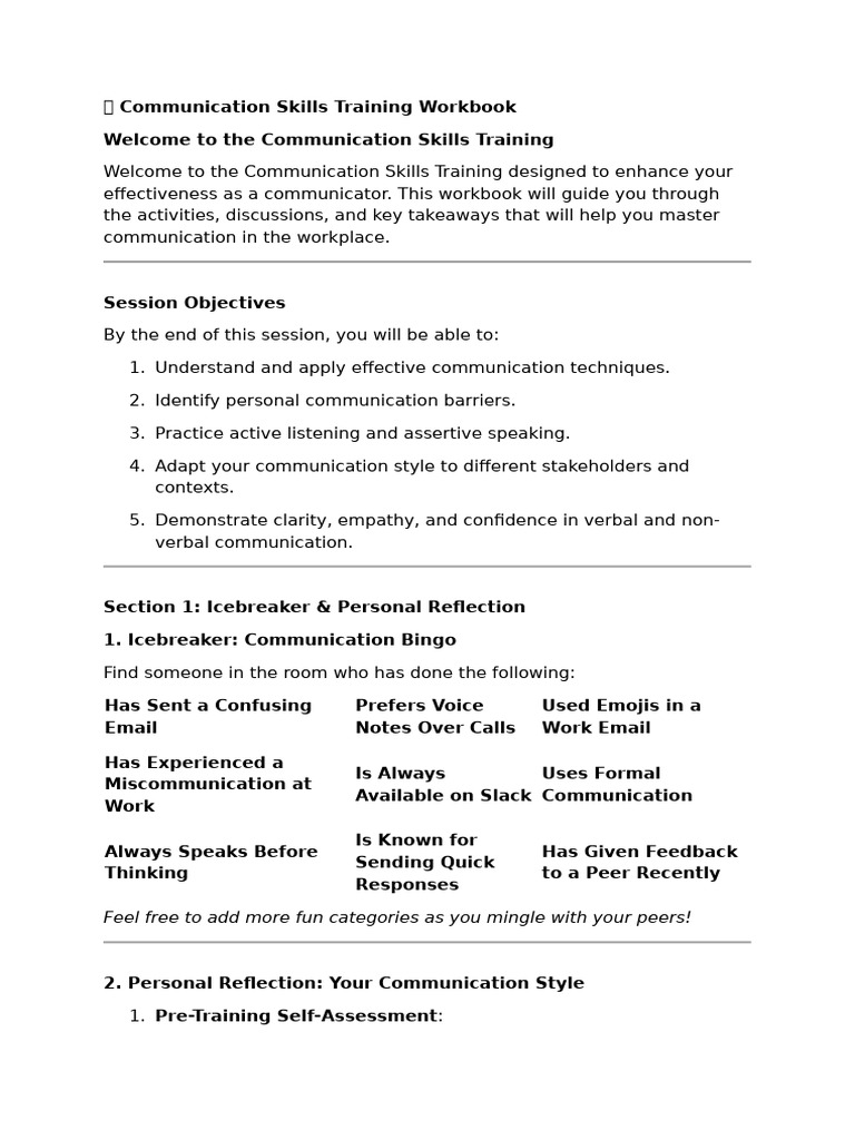 Communication Skills Training Guide | PDF | Communication ...
