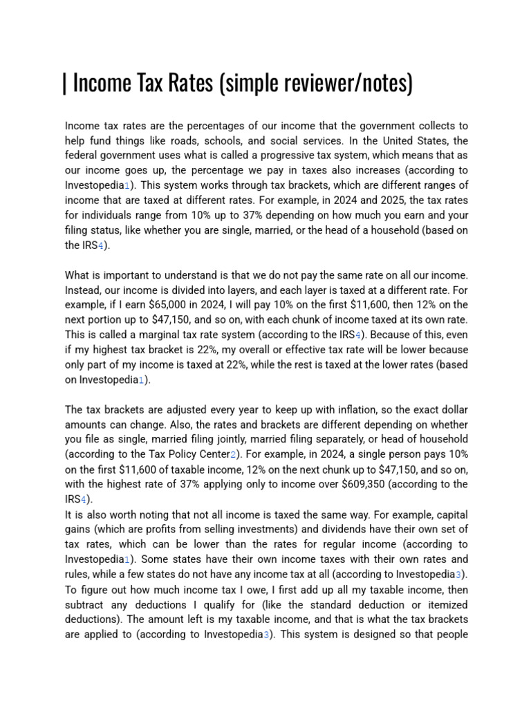 my notes in the topic income tax rates - Google Docs | PDF | Government ...