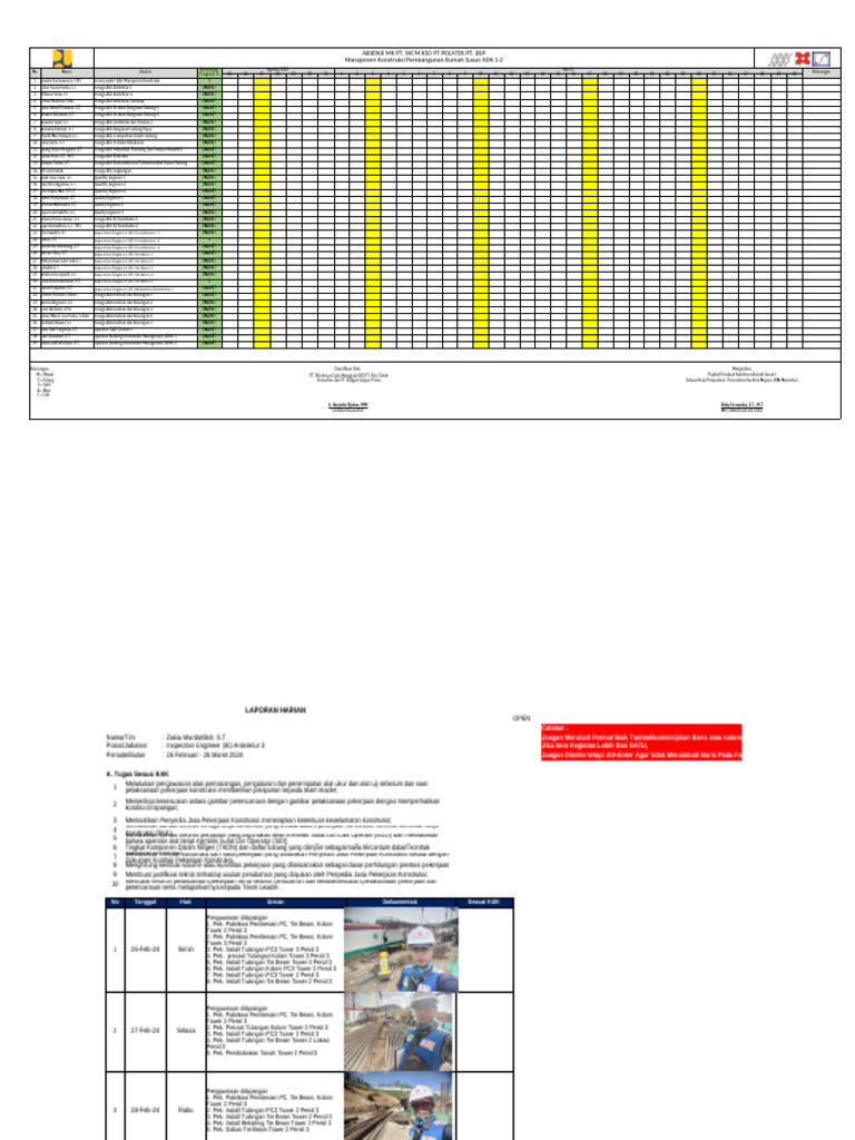 Laporan Harian Pengawasan Konstruksi | PDF