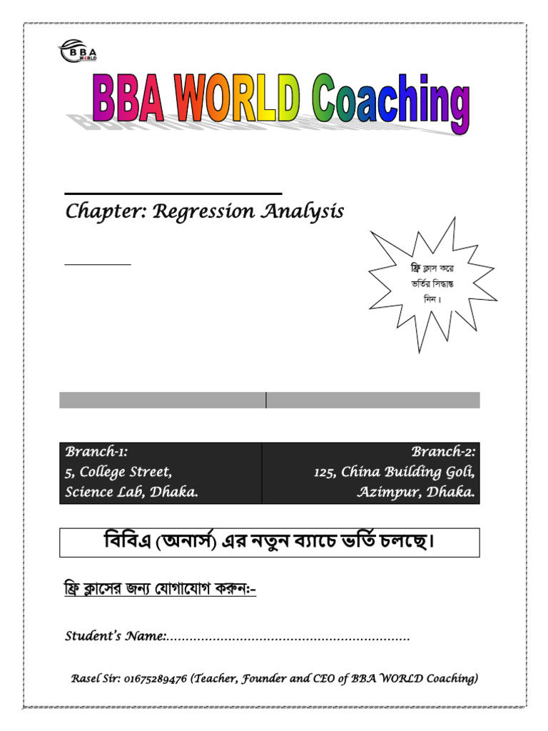 Business Statistics: Regression Analysis Guide | PDF | Statistical ...
