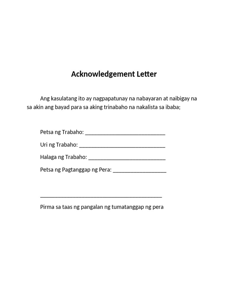 Acknowledgement Letter Labor | PDF