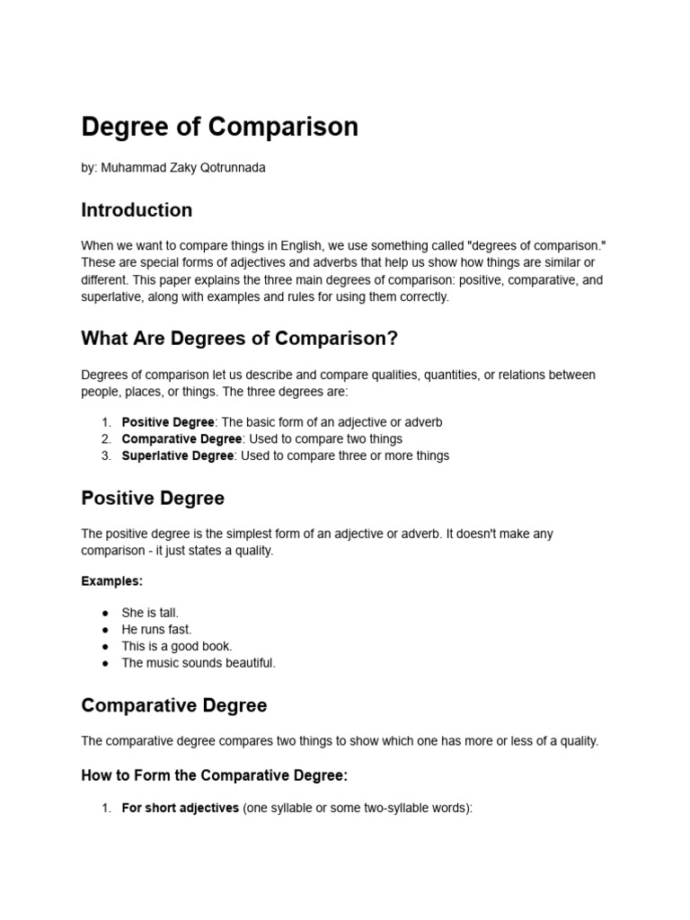 Understanding Degrees of Comparison | PDF | Linguistic Morphology ...