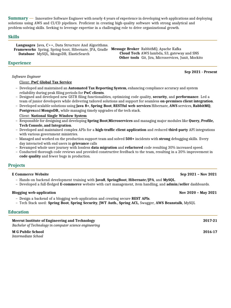 Epcos R750 Software Engineer Profile | PDF | Amazon Web Services | My Sql