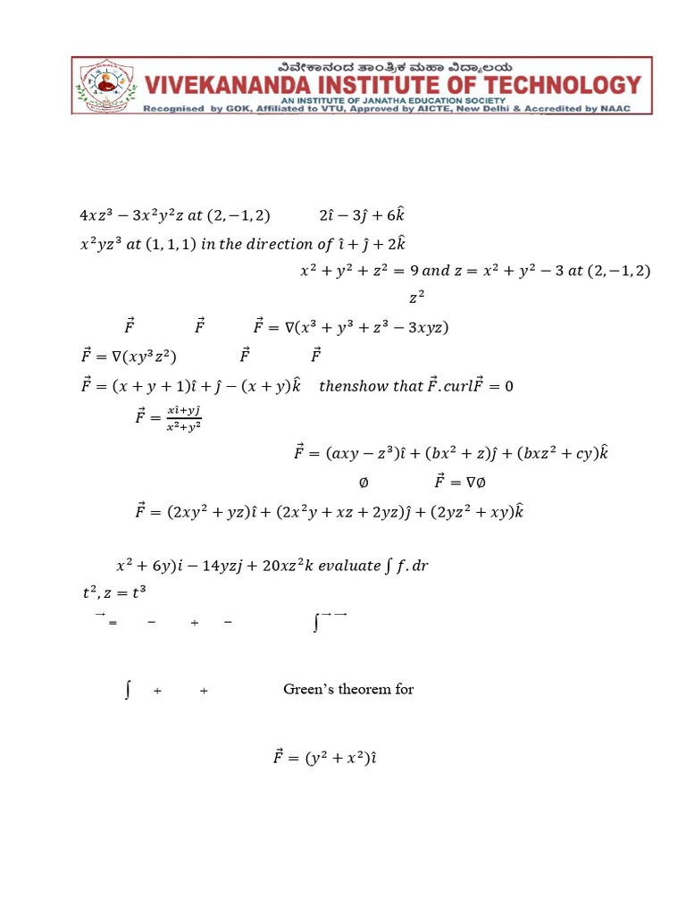 Vector Calculus Assignment Overview | PDF