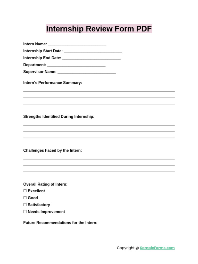 Internship Review Form PDF | PDF
