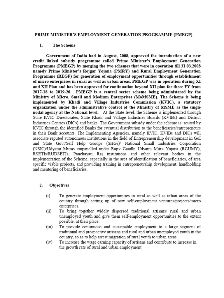 PMEGP Guidelines 2016 | PDF | Government Of India | Business