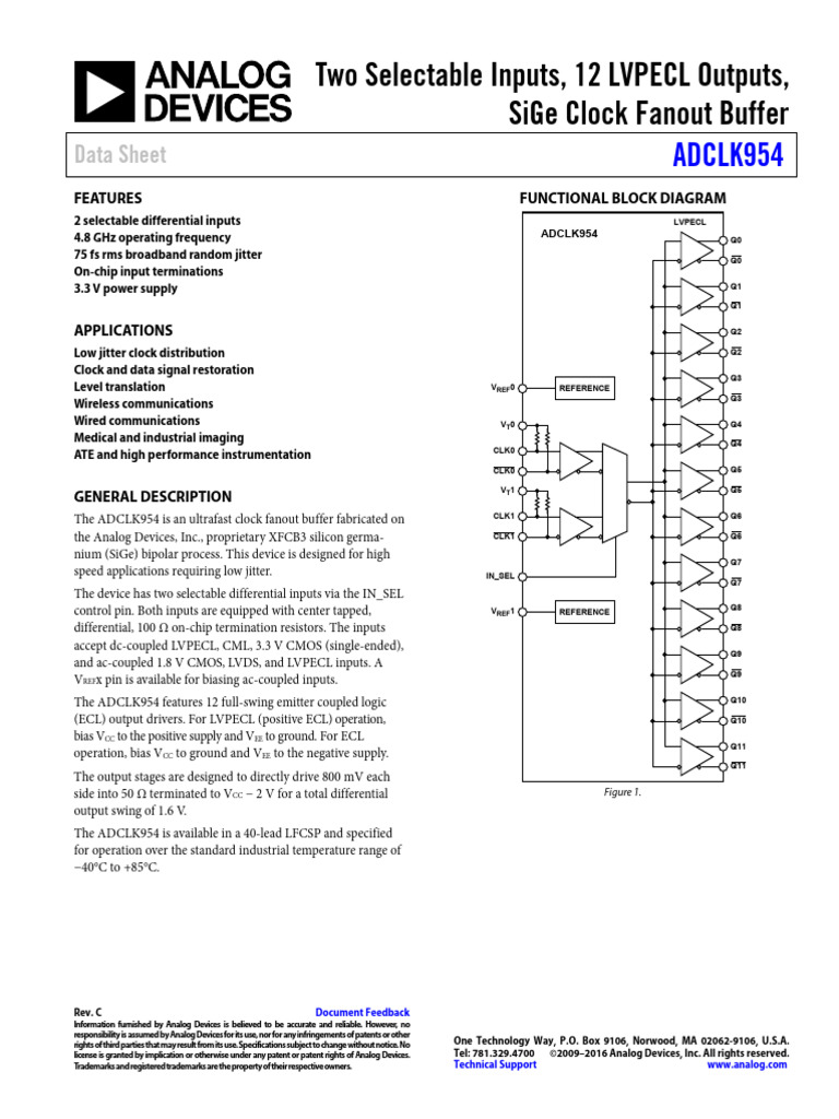 ADCLK954 | PDF | Power Supply | Hertz