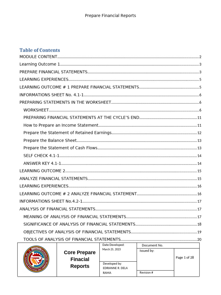 Core Prepare Financial Reports | PDF | Debits And Credits | Income ...