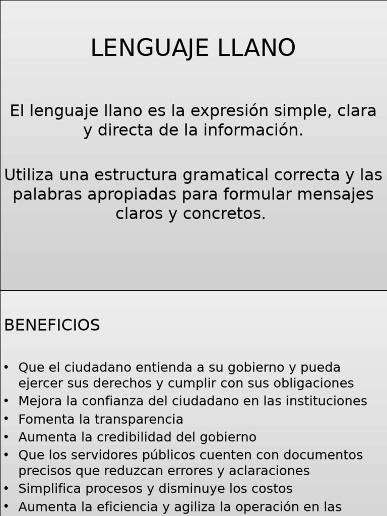 Lenguaje Llano | PDF | Lenguaje simple | Verbo