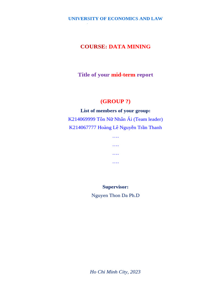 Template Mid-Term Report GroupX | PDF
