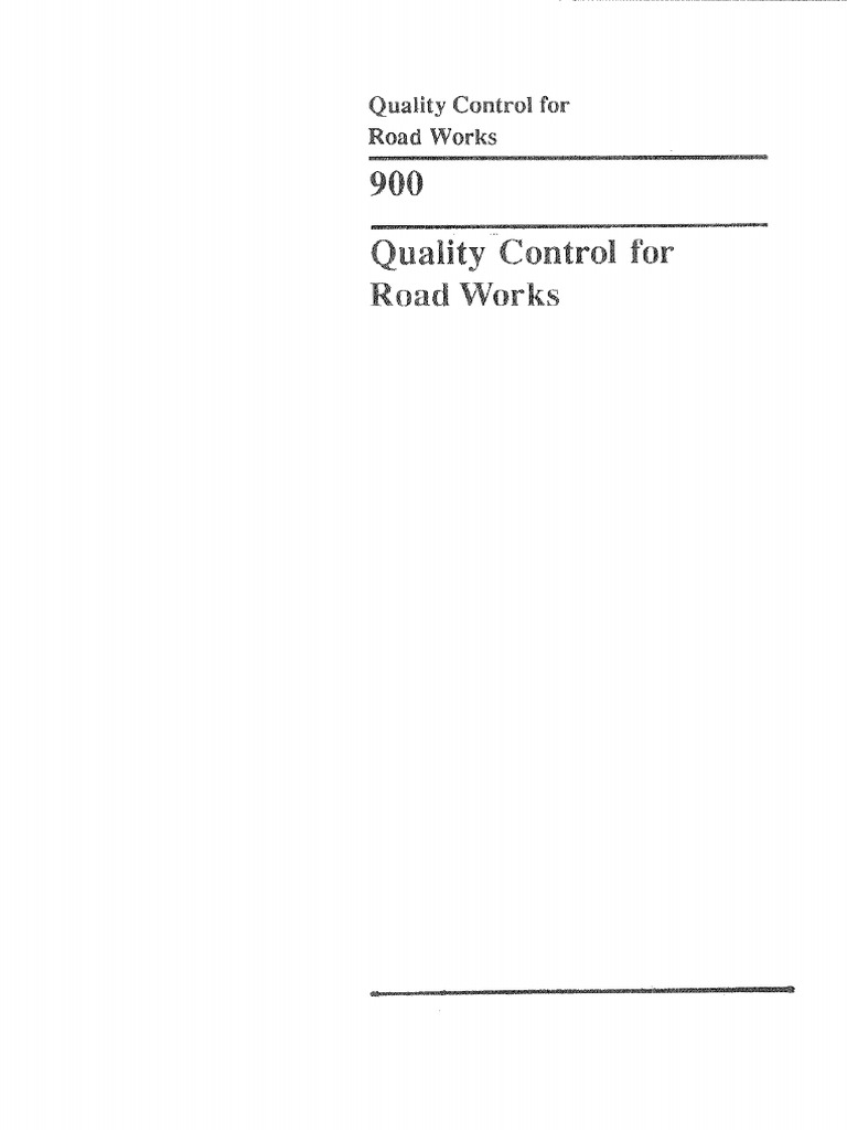 900 Quality Contraol For Road Works | PDF