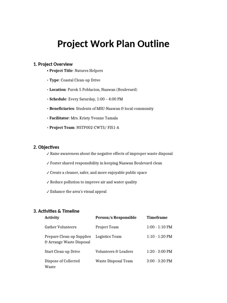 Project - Work - Plan-Group Activity | PDF | Waste | Waste Management