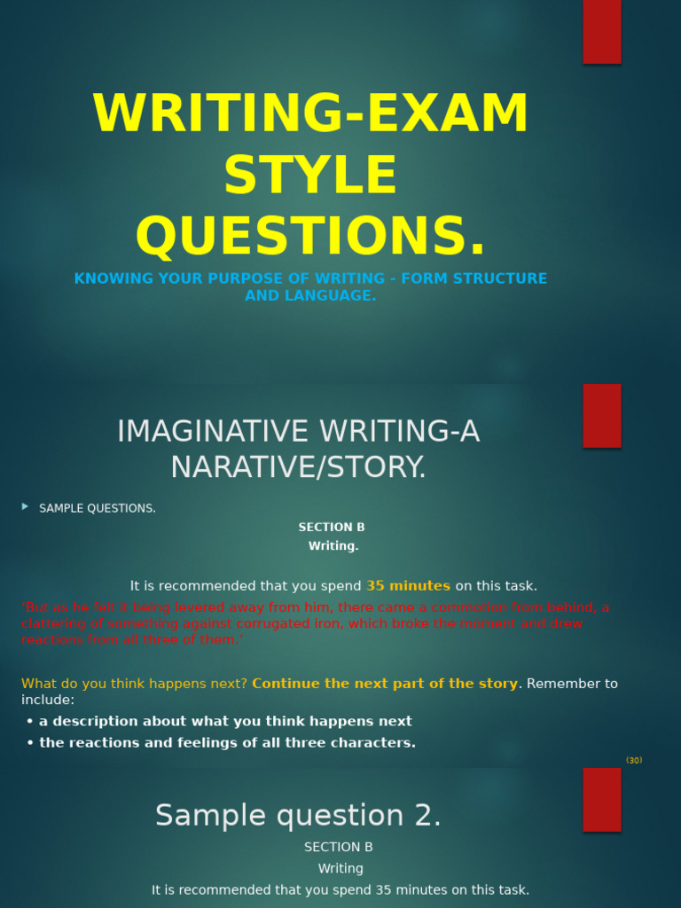Writing Exam Style Questions Guide | PDF