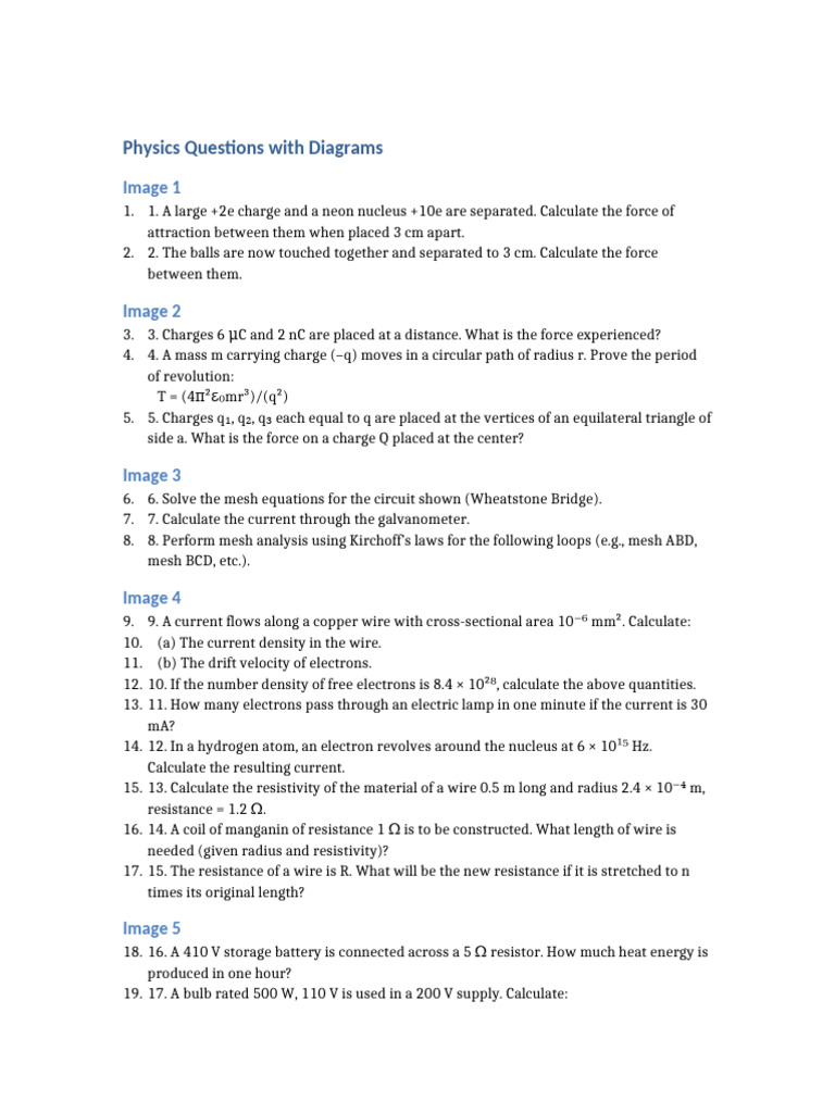 Physics Problems on Charges and Circuits | PDF