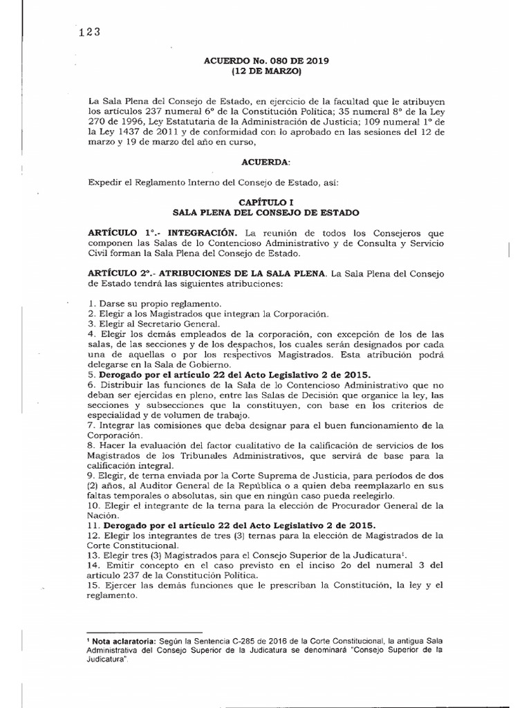 Reglamento Interno del Consejo de Estado | PDF | Caso de ley | Gobierno