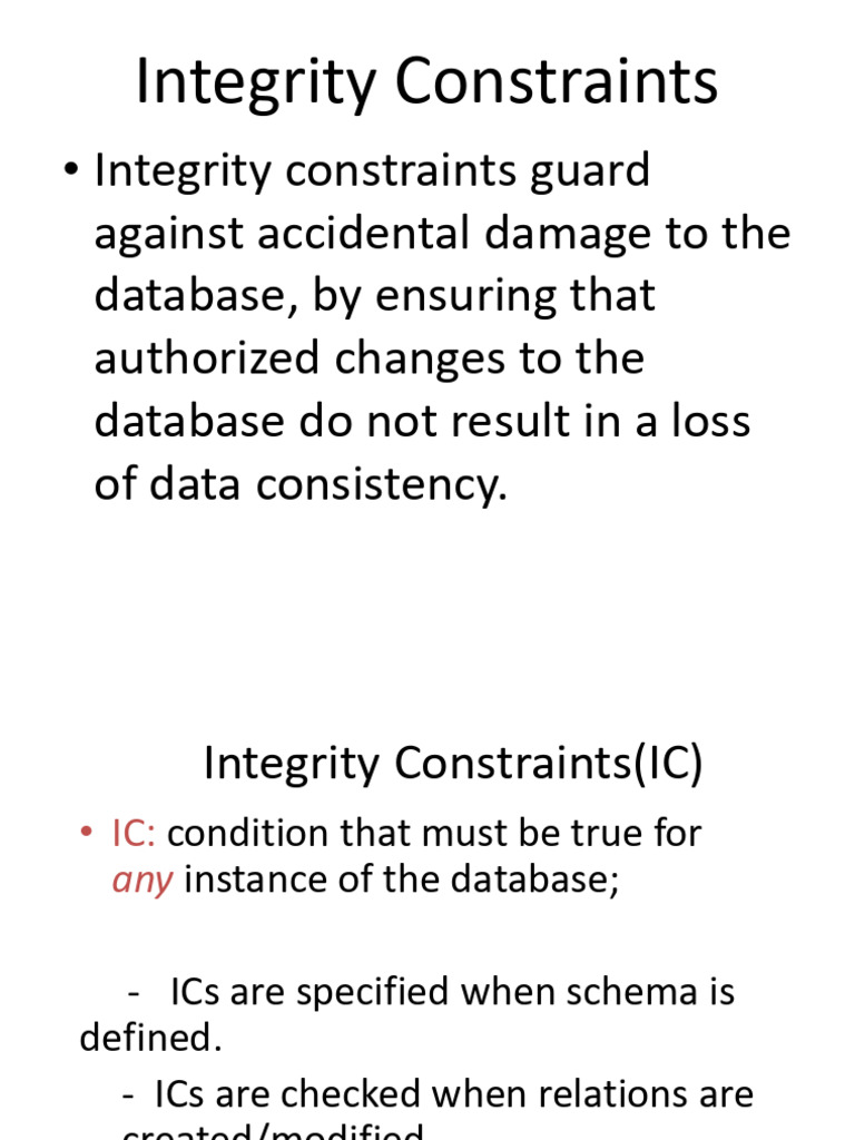 RDBMS Integrity Constraints Overview | PDF | Data Model | Data ...