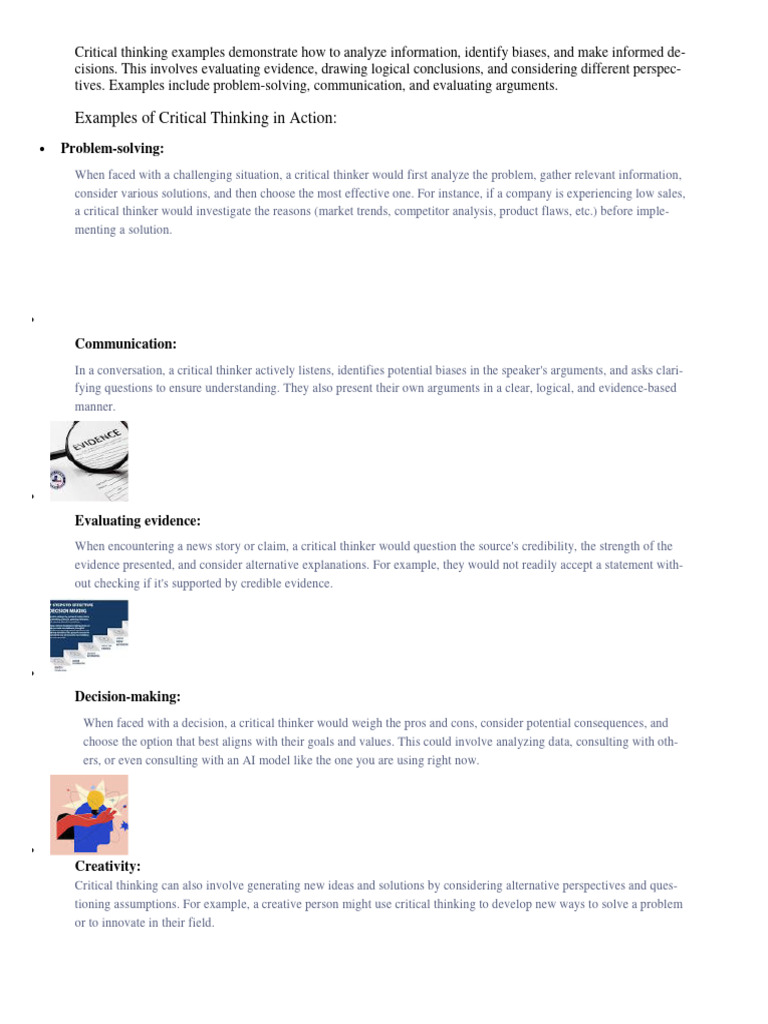 Critical Thinking Examples in Action | PDF