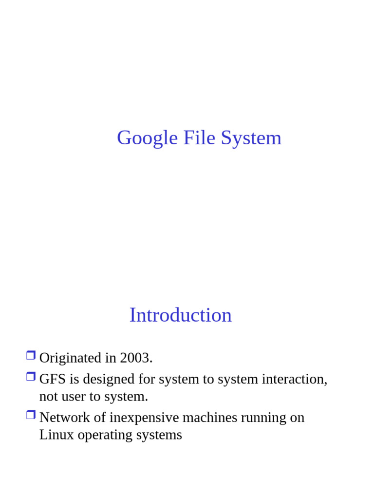 Google File System Overview (2003) | PDF | Computer File | File System