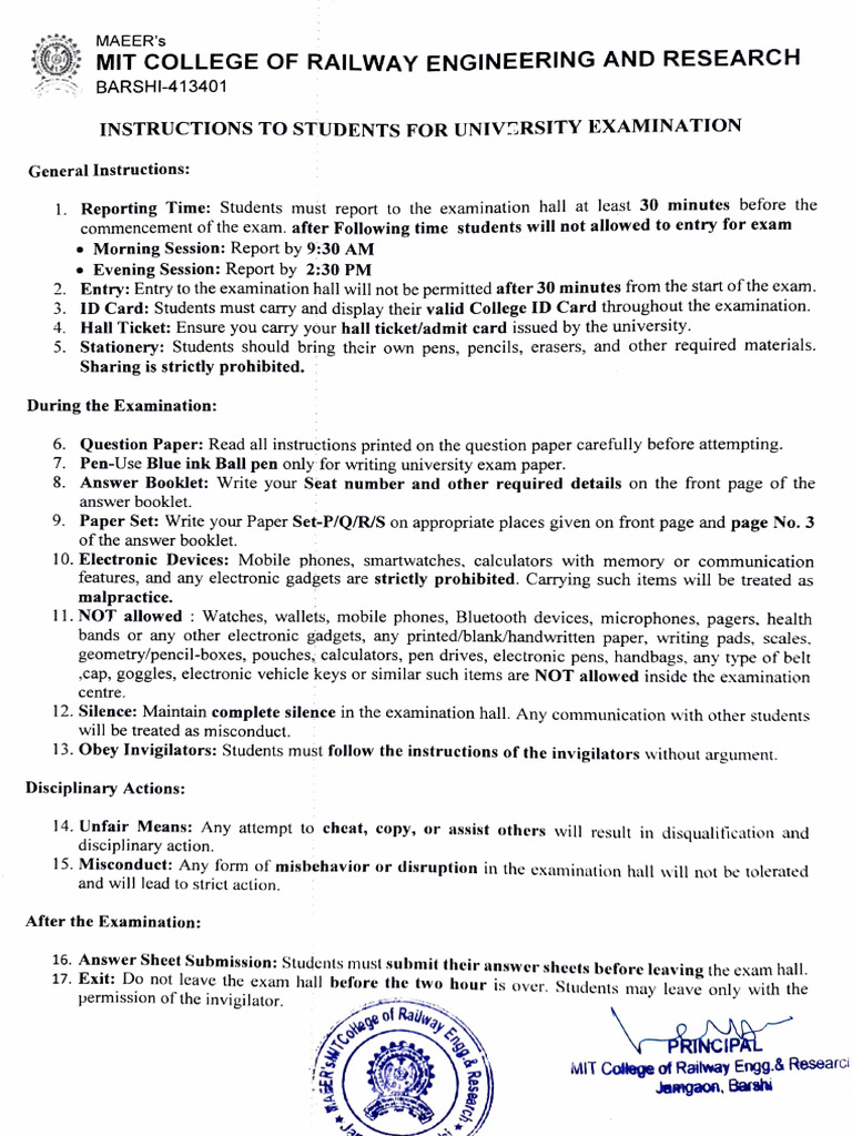 Students Instruction University Exam | PDF