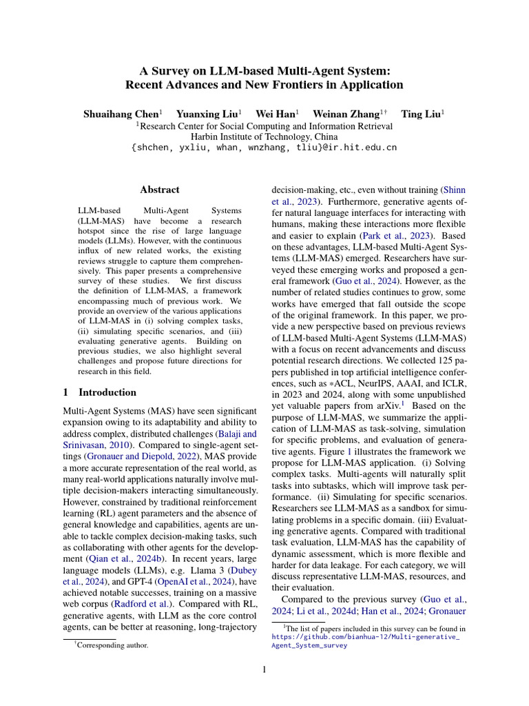 Advances in LLM-Based Multi-Agent Systems | PDF | Simulation | Cognition