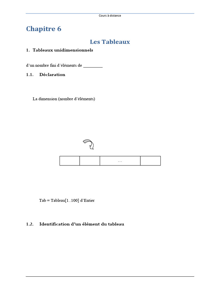 Introduction aux Tableaux en Algorithmique | PDF | Mathématiques ...