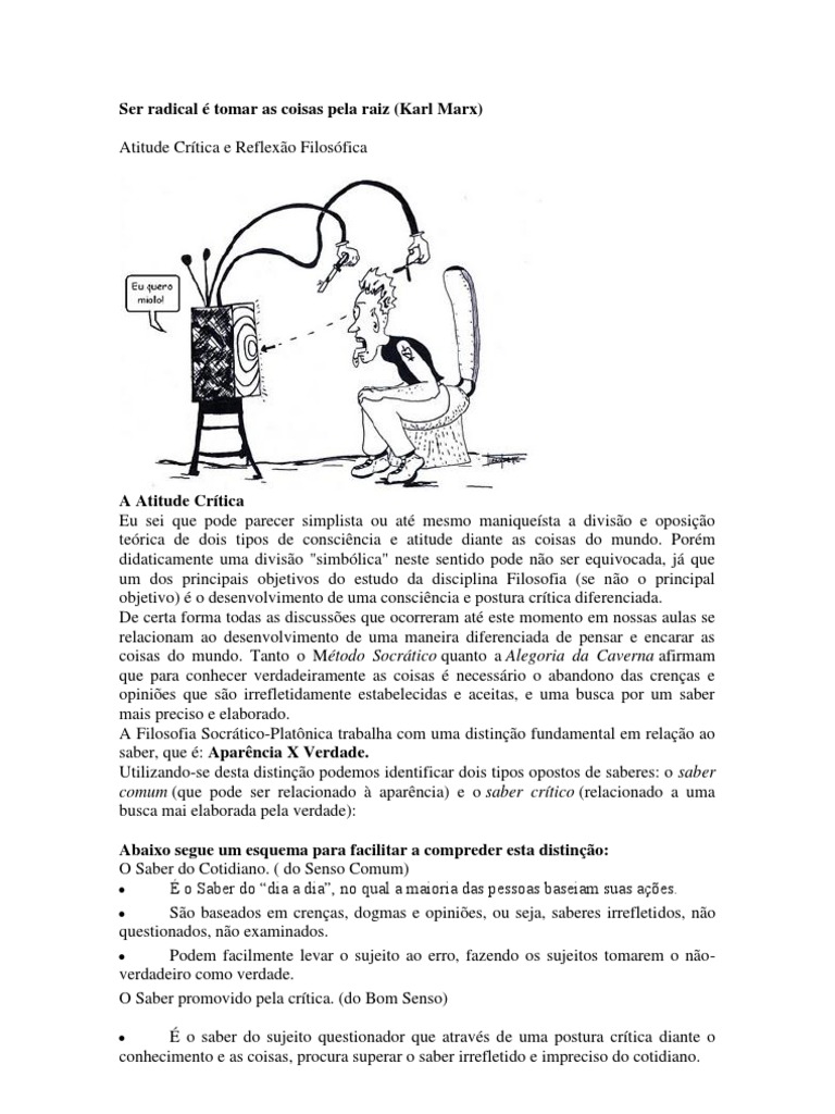 Atitude Crítica e Reflexão Filosófica | PDF | Atitude (Psicologia ...