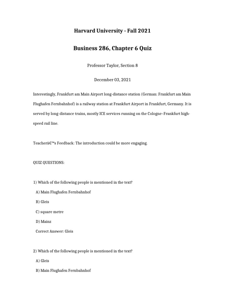 Business 286 Chapter 6 Quiz | PDF
