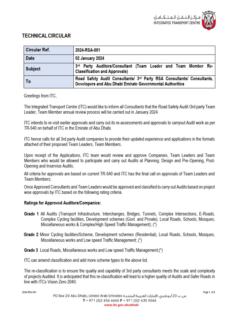 2024 Road Safety Audit Consultant Reclassification | PDF | Audit