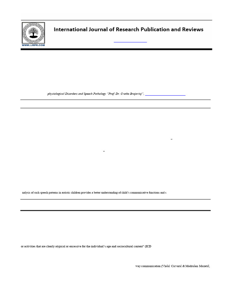 The Role of Delayed Echolalia Produced by Children With Autism Spectrum ...