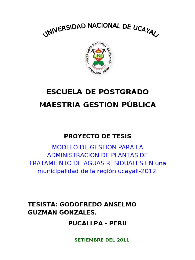 Plan de Tesis Modelo de Gestion Admin PTAR | PDF | Gasolinera | Aguas  residuales