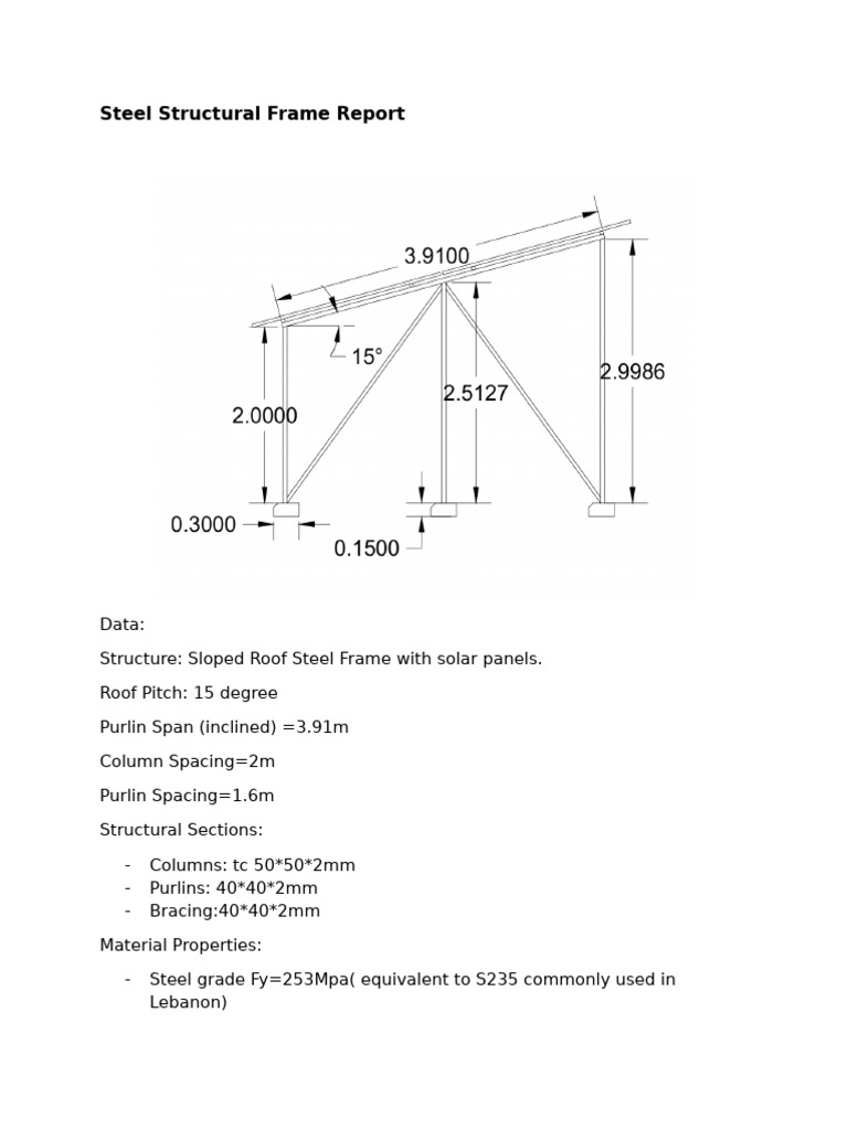 Steel Frame Design Report with Solar Panels | PDF | Structural ...