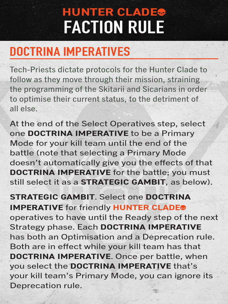 Doctrina Imperatives for Hunter Clade | PDF