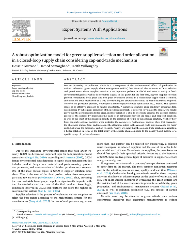 A Comprehensive Stochastic Optimization Model For Mitigating Supply and ...