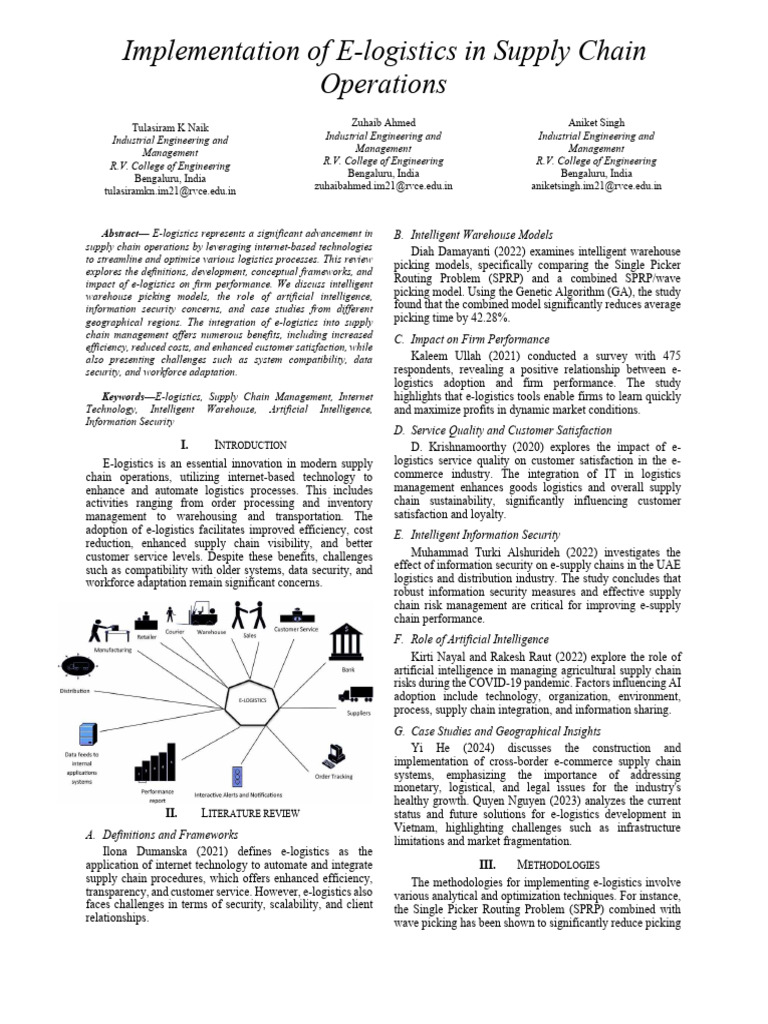 E-Logistics in Supply Chain Optimization | PDF | Supply Chain | Logistics