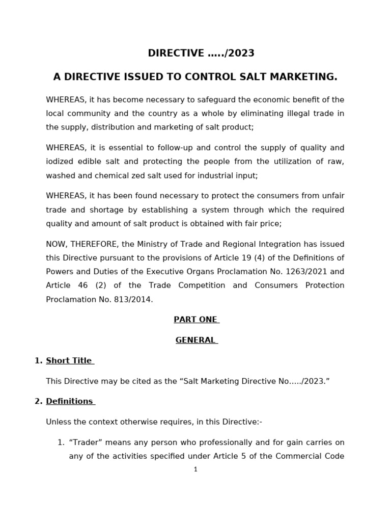 Salt Transaction Control Directive | PDF | Supply Chain | Salt