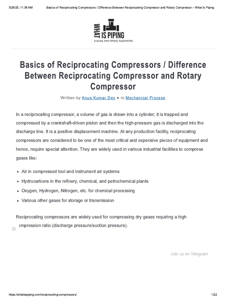 Basics of Reciprocating Compressors - D.. | PDF