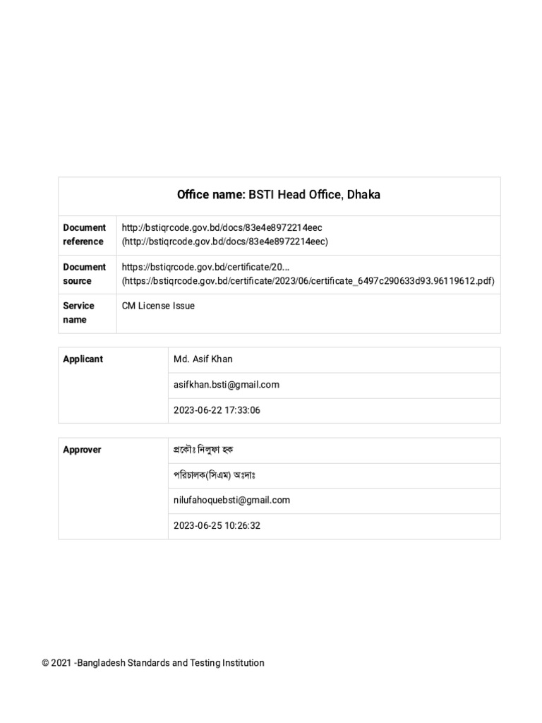 Bangladesh Standards & Testing Institution (BSTI) | PDF