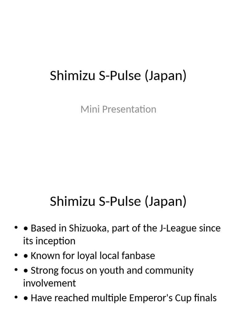 Shimizu S-Pulse: J-League Overview | PDF