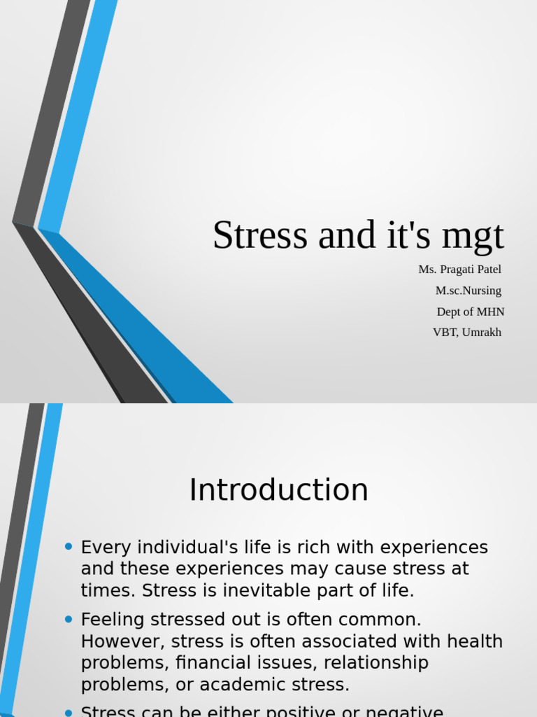 P Stress and Its MGT | PDF | Stress (Biology) | Anxiety