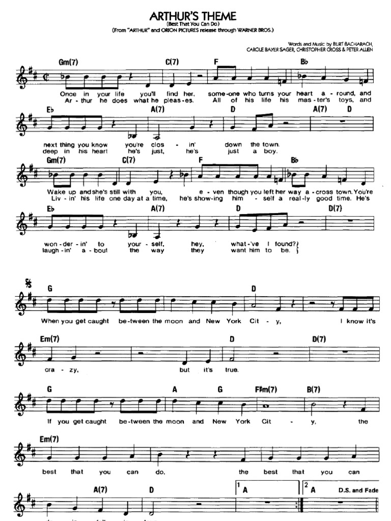 Christopher Cross - ARTHUR'S THEME | PDF